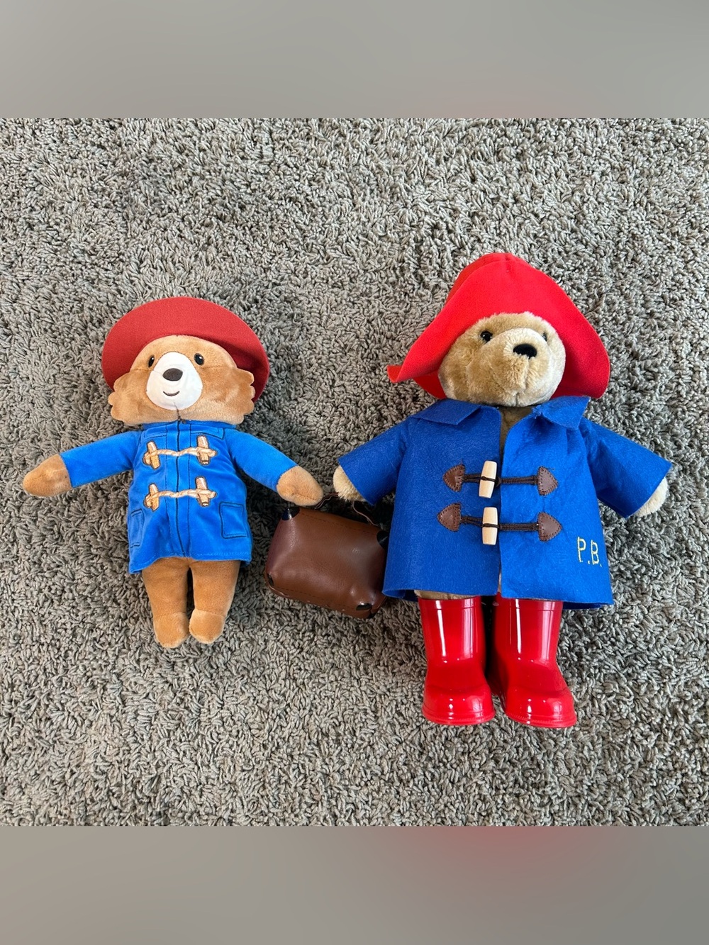 2 Paddington Bear Plush Red/Blue Rainbow Designs Toggles,Boots,Sounds Y2K Stuffy